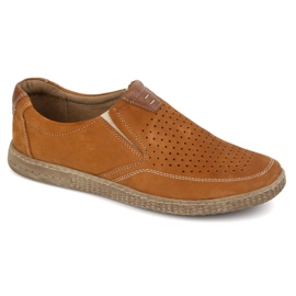 KOMODO Zapatos de cuero para hombres Openwork casual 854/2 rojo marrón 2