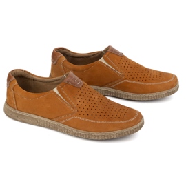 KOMODO Zapatos de cuero para hombres Openwork casual 854/2 rojo marrón 3