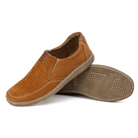 KOMODO Zapatos de cuero para hombres Openwork casual 854/2 rojo marrón 4