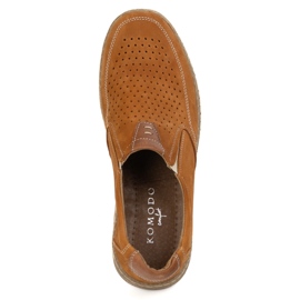 KOMODO Zapatos de cuero para hombres Openwork casual 854/2 rojo marrón 6