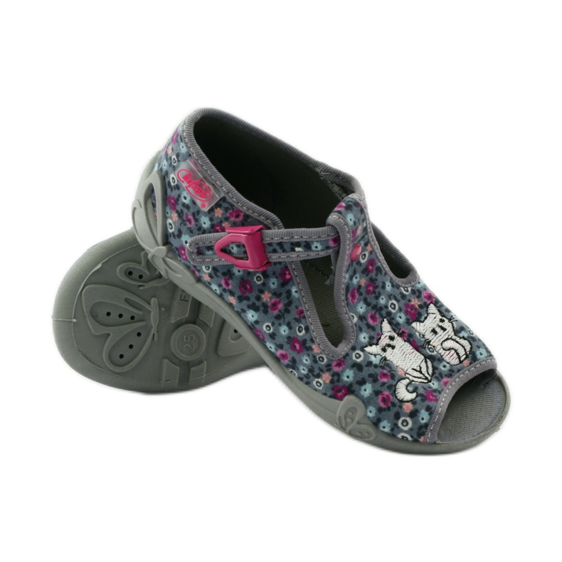 Pantuflas dos gatos Befado 213p099 gris rosa 4