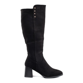 Botas de tacón de ante negro 3