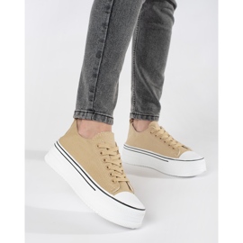 Zapatillas de mujer beige con suela gruesa. 1