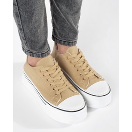 Zapatillas de mujer beige con suela gruesa. 3