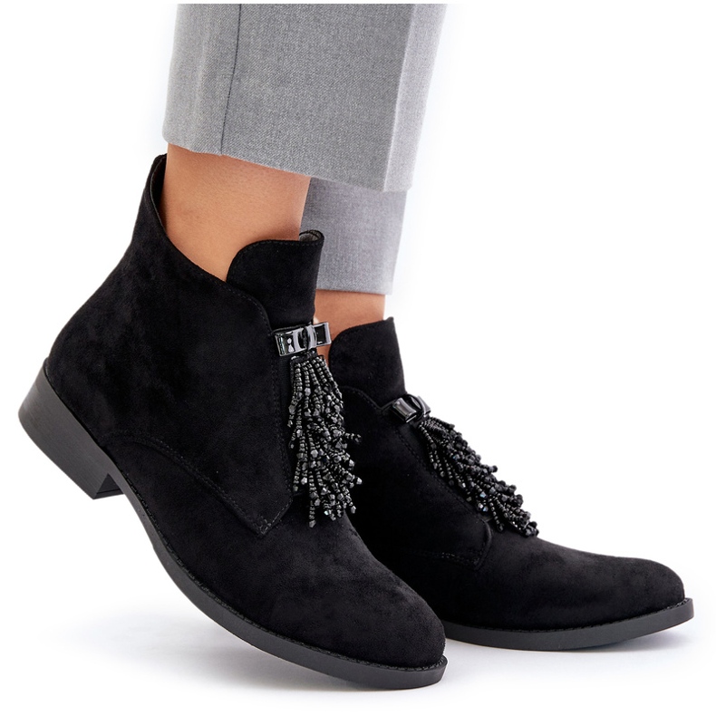 S.Barski Botas para mujeres aisladas con un adorno de cremallera S. Barski Hy42-715 Negro 5