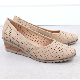 Pombas de mujer zapatos abiertos beige Vinceza 58461 2