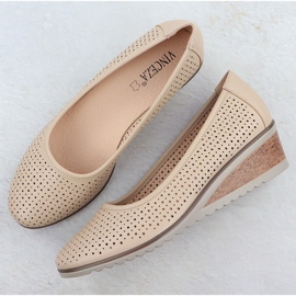 Pombas de mujer zapatos abiertos beige Vinceza 58461 3