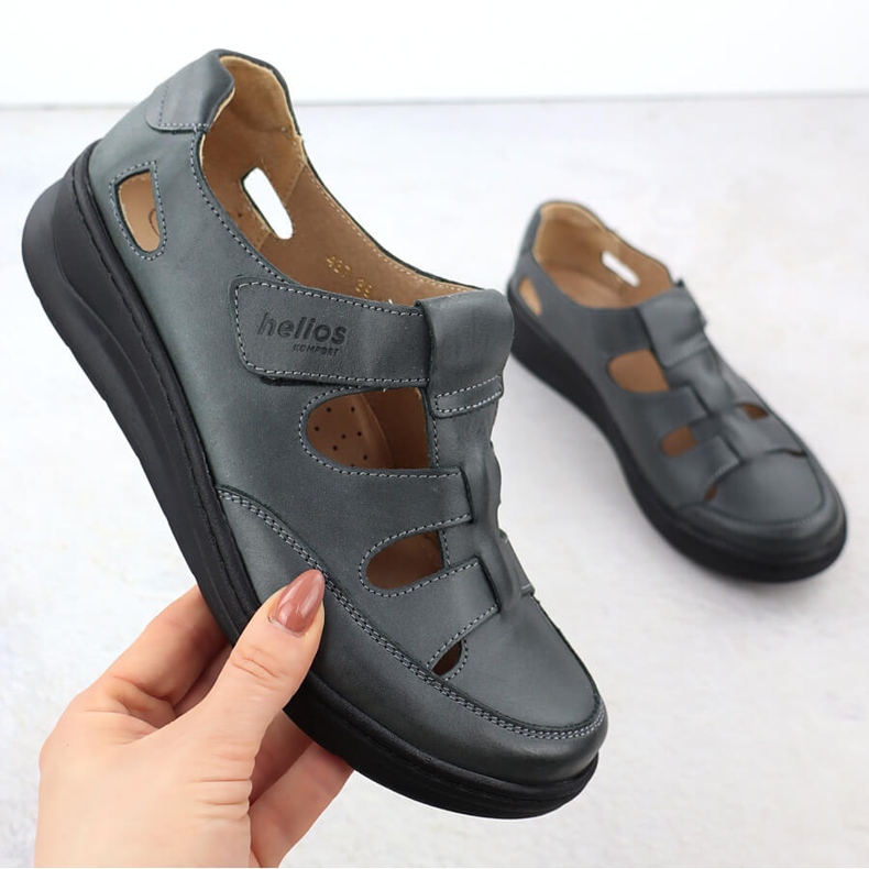 Zapatos de cuero para mujeres en el Helios 437 Graphite Velcro gris 1 Zapatos de cuero para mujeres en el Helios 437 Graphite Velcro gris 1