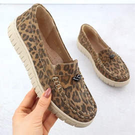 Leopardos de leopardo de leopardo de cuero Mocasins Helios 441 marrón 1
