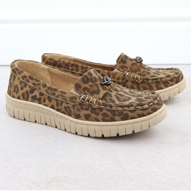 Leopardos de leopardo de leopardo de cuero Mocasins Helios 441 marrón 2