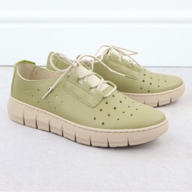 Zapatos de cuero a puertas para mujeres Helios verdes 434 2