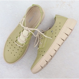Zapatos de cuero a puertas para mujeres Helios verdes 434 3