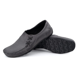 Olivier Zapatos para hombres mocasines de cuero insertado 306 kz gris 3