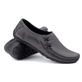Olivier Zapatos para hombres mocasines de cuero insertado 306 kz gris 6