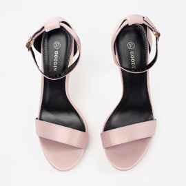 Shelovet Sandalias de tacón alto para mujer rosado 1