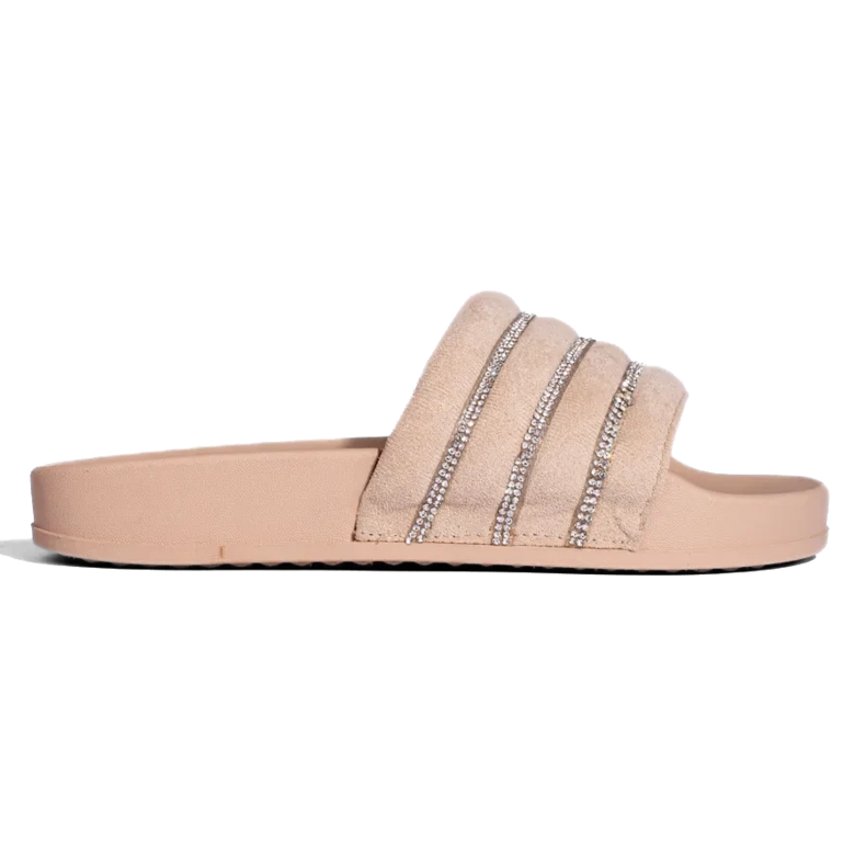 Chanclas de mujer beige con pedrería de Shelovet 1