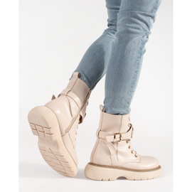 Shelvt Botas para mujeres con cordones beige 3