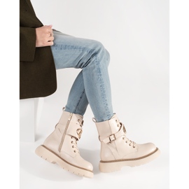 Shelvt Botas para mujeres con cordones beige 4