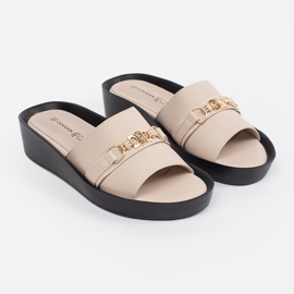 Goodin Aletas de mujer beige con una cadena 1 Goodin Aletas de mujer beige con una cadena 1