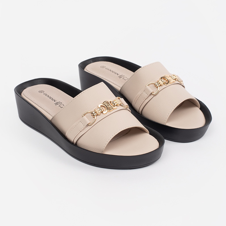 Goodin Aletas de mujer beige con una cadena 1 Goodin Aletas de mujer beige con una cadena 1