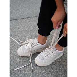 Zapatillas de deporte para mujeres con decoración en la plataforma beige 4