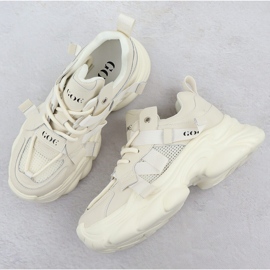 GOE Zapatillas de deporte de cuero en un beige beige de mujer grueso RR2N4051 3