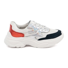Filippo Zapatillas de cuero de colores blanco 4