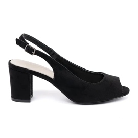 Goodin Sandalias de gamuza en un post negro 2