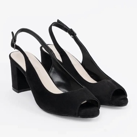 Goodin Sandalias de gamuza en un post negro 3