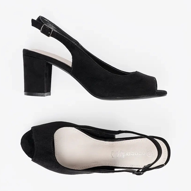 Goodin Sandalias de gamuza en un post negro 1