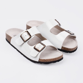 Goodin Chanclas blancas sobre una suela plana blanco 1