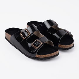 Goodin Chanclas negras sobre una suela plana negro 1