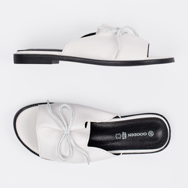 Goodin Chanclas blancas planas con arco blanco 2