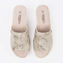Goodin Flip Flip -Flops para cuñas Taupe dorado 2