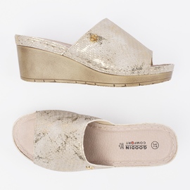 Goodin Flip Flip -Flops para cuñas Taupe dorado 3