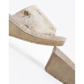 Goodin Flip Flip -Flops para cuñas Taupe dorado 4