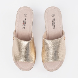 Goodin Flip Golden Women's -Flops en Wedge dorado 3