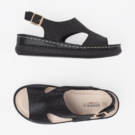 Goodin Sandalias negras en una plataforma ligera negro 4