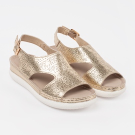 Goodin Sandalias de oro en una plataforma ligera dorado 2