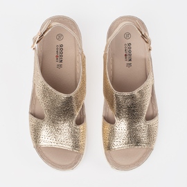 Goodin Sandalias de oro en una plataforma ligera dorado 3