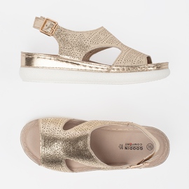 Goodin Sandalias de oro en una plataforma ligera dorado 4