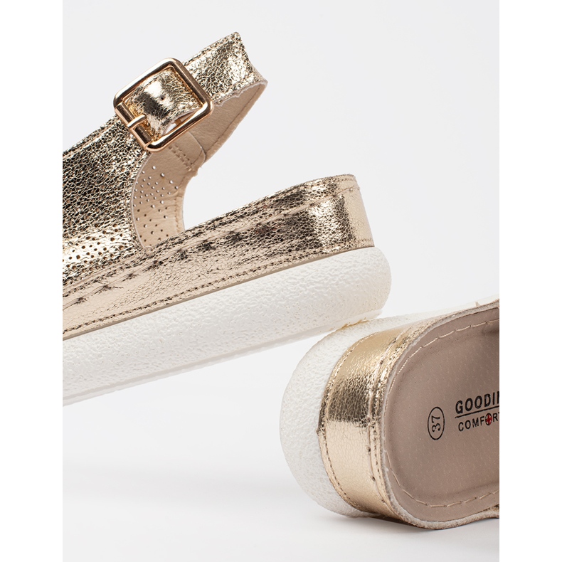 Goodin Sandalias de oro en una plataforma ligera dorado 1