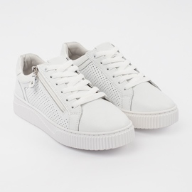 Goodin Zapatillas deportivas blancas en una plataforma de cuero natural blanco 2