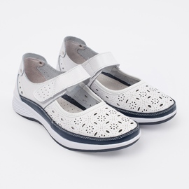Goodin Sandalias de cuero azul y azul marino caída blanco 5