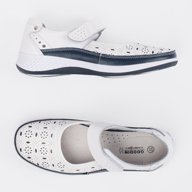 Goodin Sandalias de cuero azul y azul marino caída blanco 3