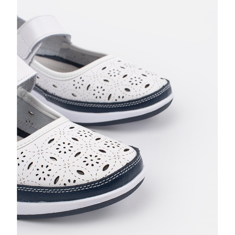 Goodin Sandalias de cuero azul y azul marino caída blanco 2