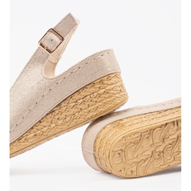 Goodin Sandalias de cuña beige ligeras con hebilla y adorno 1