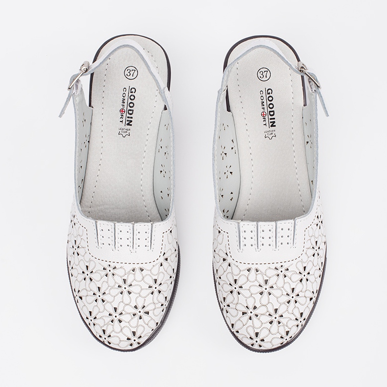 Goodin Sandalias de baja tacón pintadas en blanco 2 Goodin Sandalias de baja tacón pintadas en blanco 2