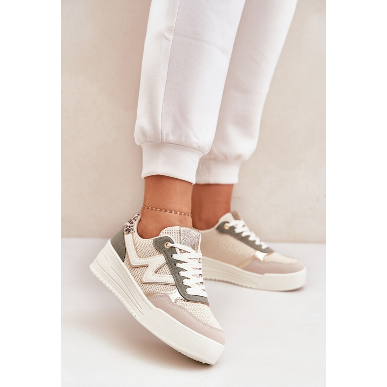 Zapatos deportivos femeninos en la plataforma Leopardo Leopardo verde 2