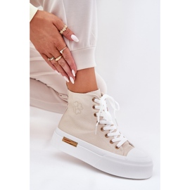 Zapatillas de deporte para mujeres altas en la plataforma beige 6